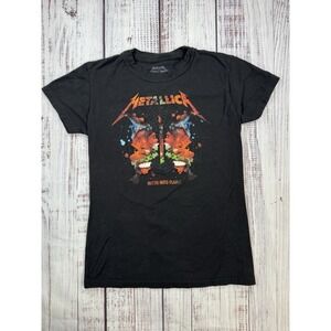 Metallica T-Shirt Youth Size Large Graphic Black Moth Into Flame Metal Rock Band